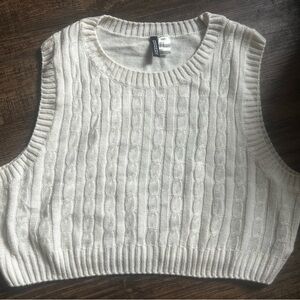 Divided White Ribbed Sweater
